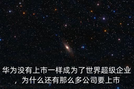 華為沒有上市一樣成為了世界超級企業(yè)，為什么還有那么多公司要上市
