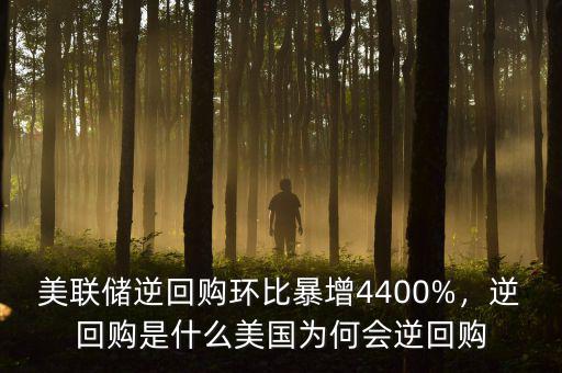 美聯(lián)儲逆回購環(huán)比暴增4400%，逆回購是什么美國為何會逆回購
