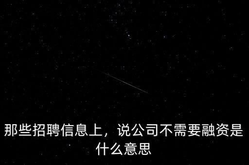 那些招聘信息上，說公司不需要融資是什么意思