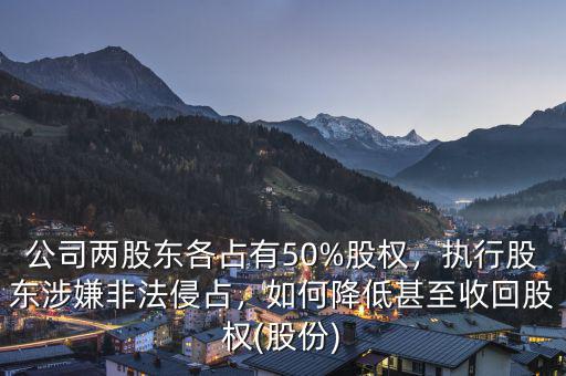 公司兩股東各占有50%股權(quán)，執(zhí)行股東涉嫌非法侵占，如何降低甚至收回股權(quán)(股份)