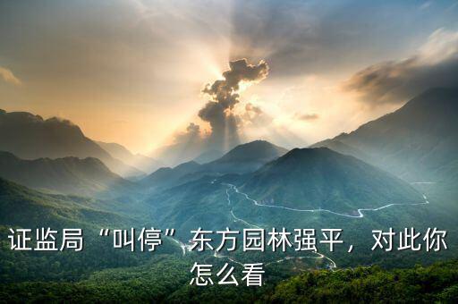證監(jiān)局“叫停”東方園林強平，對此你怎么看