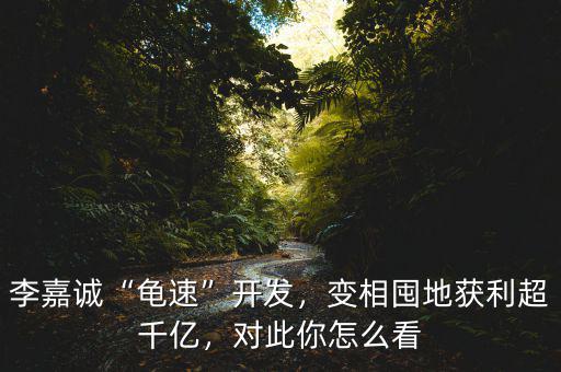 李嘉誠“龜速”開發(fā)，變相囤地獲利超千億，對此你怎么看