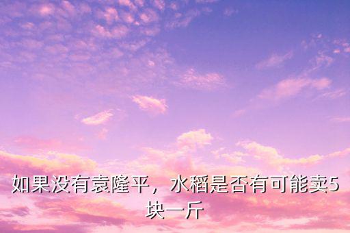 如果沒有袁隆平，水稻是否有可能賣5塊一斤