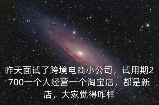 昨天面試了跨境電商小公司，試用期2700一個(gè)人經(jīng)營(yíng)一個(gè)淘寶店，都是新店，大家覺得咋樣