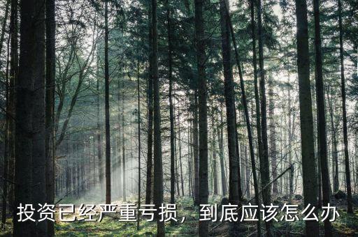 投資已經(jīng)嚴(yán)重虧損，到底應(yīng)該怎么辦