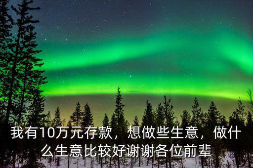 我有10萬(wàn)元存款，想做些生意，做什么生意比較好謝謝各位前輩