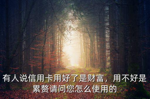 有人說(shuō)信用卡用好了是財(cái)富，用不好是累贅請(qǐng)問(wèn)您怎么使用的