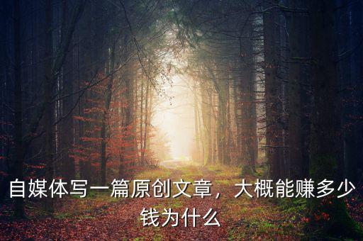 自媒體寫一篇原創(chuàng)文章，大概能賺多少錢為什么