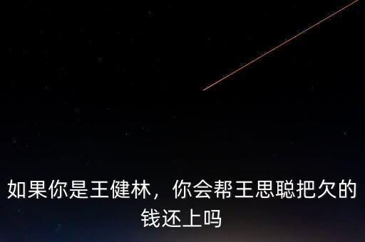 如果你是王健林，你會(huì)幫王思聰把欠的錢還上嗎