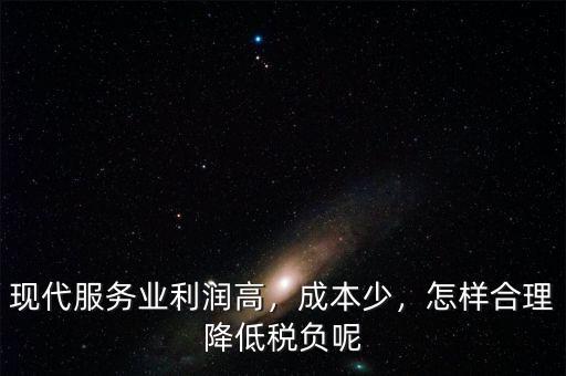 現(xiàn)代服務(wù)業(yè)利潤高，成本少，怎樣合理降低稅負呢