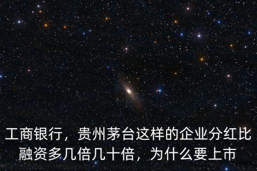 工商銀行，貴州茅臺這樣的企業(yè)分紅比融資多幾倍幾十倍，為什么要上市