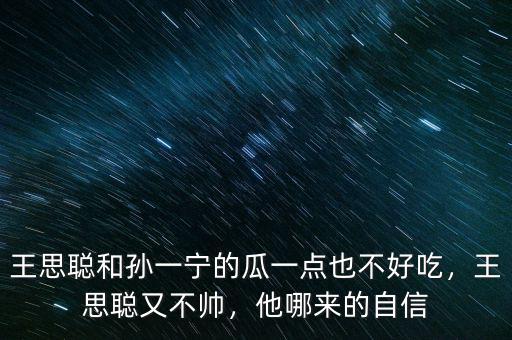 王思聰和孫一寧的瓜一點(diǎn)也不好吃，王思聰又不帥，他哪來(lái)的自信