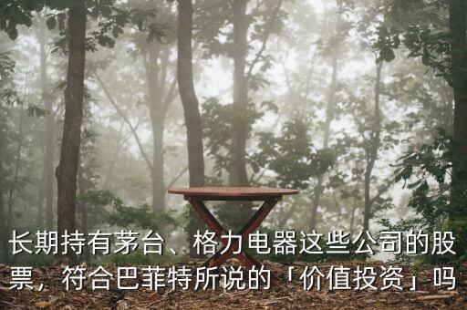 長期持有茅臺、格力電器這些公司的股票，符合巴菲特所說的「價值投資」嗎