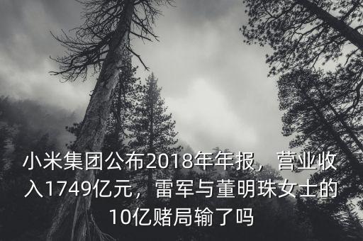 小米集團公布2018年年報，營業(yè)收入1749億元，雷軍與董明珠女士的10億賭局輸了嗎