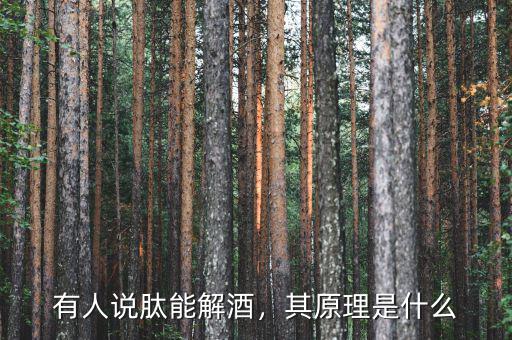 有人說肽能解酒，其原理是什么