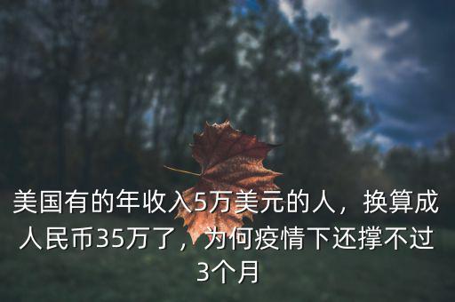 美國有的年收入5萬美元的人，換算成人民幣35萬了，為何疫情下還撐不過3個月