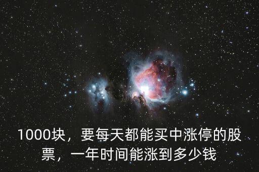 1000塊，要每天都能買中漲停的股票，一年時間能漲到多少錢