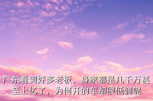 廣東看到好多老板，身家都是幾千萬(wàn)甚至上億了，為何開的車卻很低調(diào)呢