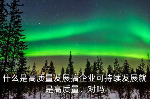 什么是高質(zhì)量發(fā)展搞企業(yè)可持續(xù)發(fā)展就是高質(zhì)量，對(duì)嗎
