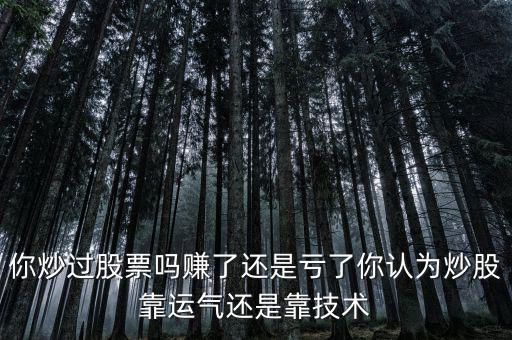 你炒過股票嗎賺了還是虧了你認(rèn)為炒股靠運(yùn)氣還是靠技術(shù)