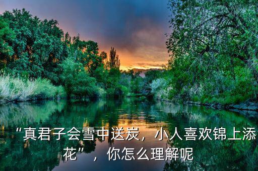 “真君子會雪中送炭，小人喜歡錦上添花”，你怎么理解呢