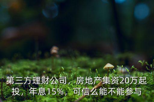 第三方理財(cái)公司，房地產(chǎn)集資20萬(wàn)起投，年息15%，可信么能不能參與