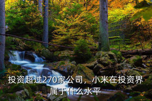投資超過(guò)270家公司，小米在投資界屬于什么水平