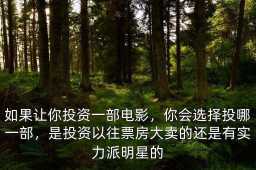 如果讓你投資一部電影，你會選擇投哪一部，是投資以往票房大賣的還是有實力派明星的