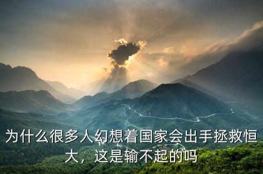 為什么很多人幻想著國家會出手拯救恒大，這是輸不起的嗎