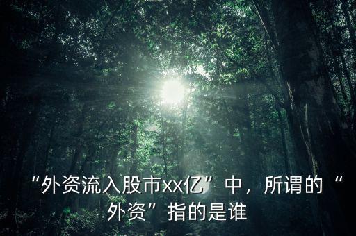 “外資流入股市xx億”中，所謂的“外資”指的是誰