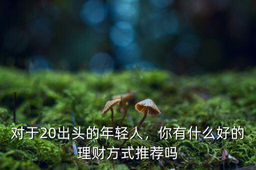 對于20出頭的年輕人，你有什么好的理財方式推薦嗎