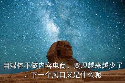 自媒體不做內(nèi)容電商，變現(xiàn)越來越少了，下一個(gè)風(fēng)口又是什么呢