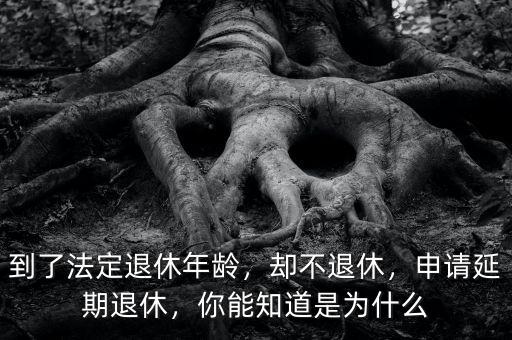 到了法定退休年齡，卻不退休，申請(qǐng)延期退休，你能知道是為什么