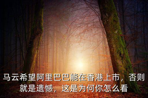 馬云希望阿里巴巴能在香港上市，否則就是遺憾，這是為何你怎么看