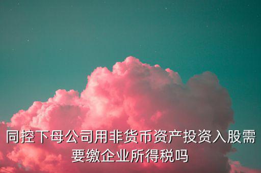非貨幣投資被投資方交什么稅，同控下母公司用非貨幣資產投資入股需要繳企業(yè)所得稅嗎