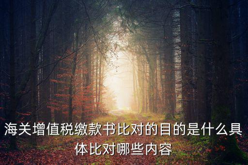 海關(guān)票為什么比對，海關(guān)增值稅繳款書比對的目的是什么具體比對哪些內(nèi)容