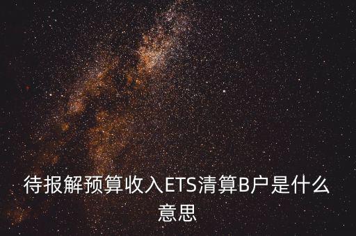 待報解預算收入ETS清算B戶是什么意思
