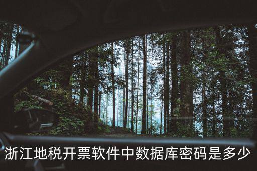 浙江地稅開票軟件中數據庫密碼是多少