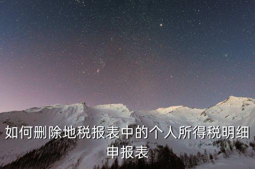 如何刪除地稅報(bào)表中的個人所得稅明細(xì)申報(bào)表