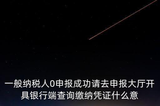 一般納稅人0申報(bào)成功請(qǐng)去申報(bào)大廳開具銀行端查詢繳納憑證什么意