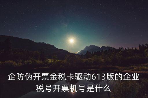 金稅盤企業(yè)稅號是什么，企防偽開票金稅卡驅(qū)動613版的企業(yè)稅號開票機號是什么