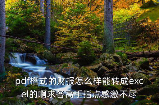 什么是財(cái)報(bào)自動(dòng)轉(zhuǎn)換工具，pdf格式的財(cái)報(bào)怎么樣能轉(zhuǎn)成excel的啊求各高手指點(diǎn)感激不盡