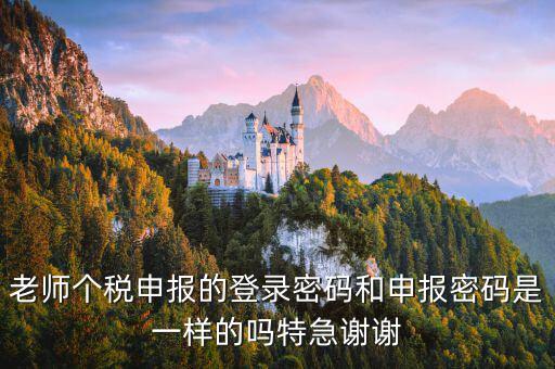 安徽個稅申報密碼是什么，老師個稅申報的登錄密碼和申報密碼是一樣的嗎特急謝謝