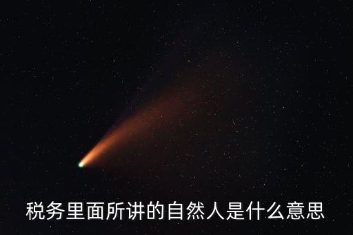 稅務里面所講的自然人是什么意思