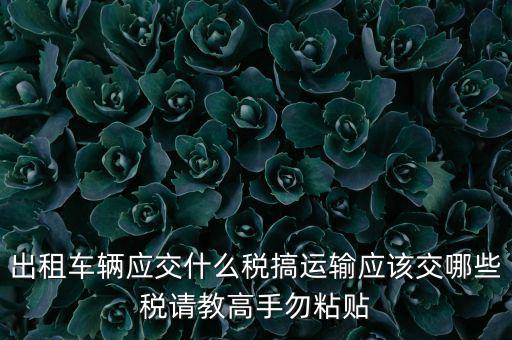 出租車(chē)輛應(yīng)交什么稅搞運(yùn)輸應(yīng)該交哪些稅請(qǐng)教高手勿粘貼