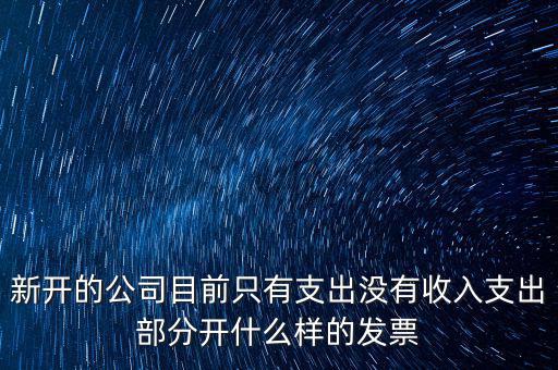 新開的公司目前只有支出沒(méi)有收入支出部分開什么樣的發(fā)票