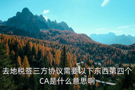 稅務(wù)局ca是什么意思，去地稅簽三方協(xié)議需要以下東西第四個CA是什么意思啊