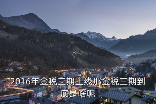 金稅三期客戶端 是什么，金稅三期是什么意思
