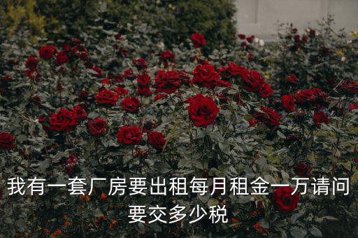 個(gè)人租廠房要交什么稅，我有一套廠房要出租每月租金一萬(wàn)請(qǐng)問(wèn)要交多少稅