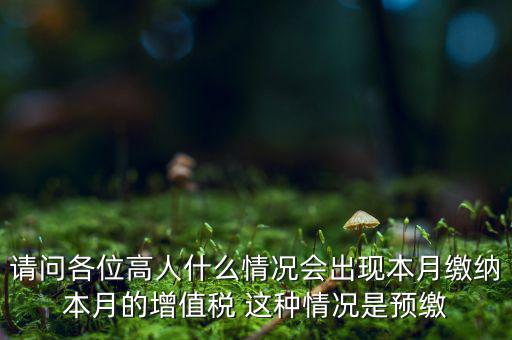 請(qǐng)問(wèn)各位高人什么情況會(huì)出現(xiàn)本月繳納本月的增值稅 這種情況是預(yù)繳